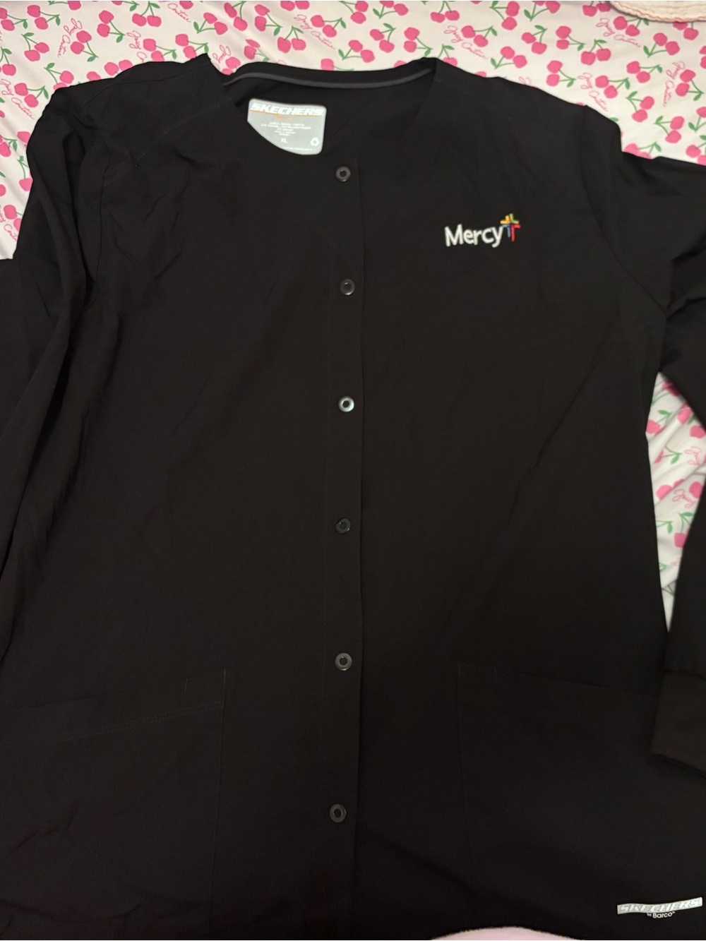 Skechers Black Snap-Front Women's Jacket with Mercy Embroidery